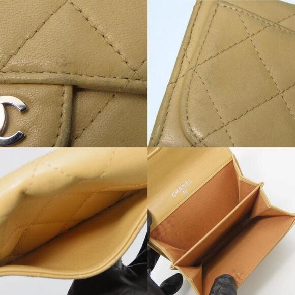 CHANEL Beige Lambskin Leather Logo Wallet - Picture 7 of 11